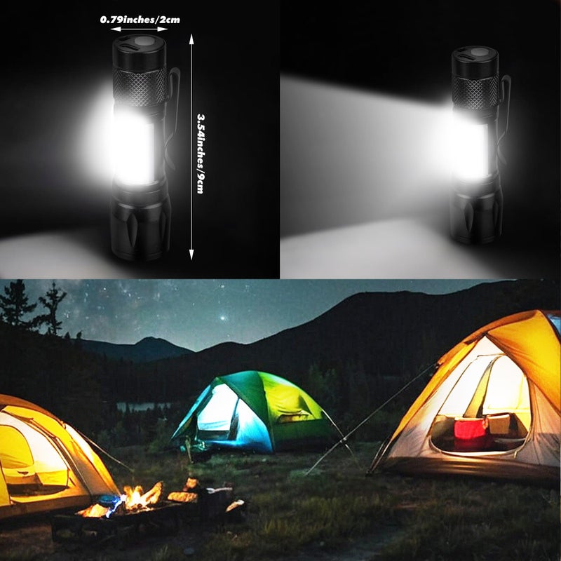 KunHe 4 Pack Rechargeable Flashlights USB-C mini Small LED Lantern Flashlights Bright Clip-On Light EDC Flash Light with Side COB Light for Camping Home Emergency Stocking Stuffers - Image 2